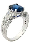 Silver ring with Sapphire stone